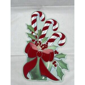 Vintage Christmas Eureka Die Cut Fuzzy Candy Cane Wall Decoration Holiday USA